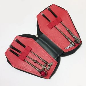 The Crypt Makeup Brushes with Coffin Zipper Case